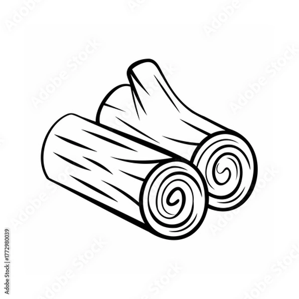 Obraz Stylized outline illustration of logs firewood stack monochrome design