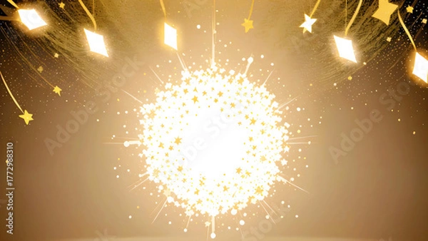 Fototapeta Golden Dust Sparkle with Bright Magic Glow Abstract Light Effect Shiny White Confetti Christmas Stardust Flare Shine Vector Illustration for Elegant Designs
