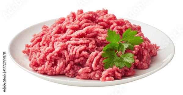 Fototapeta Preparing fresh ground beef dish at home culinary skill kitchen isolated on transparent background