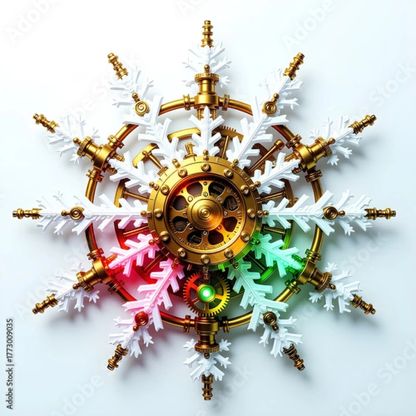 Fototapeta Steampunk Christmas Snowflake