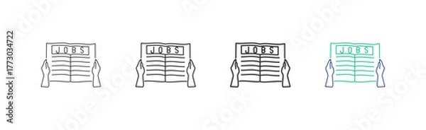 Fototapeta A collection job icons, illustrations, designs, business, graphic icons with different line styles, thickness and color, editable strokes. with a white background.