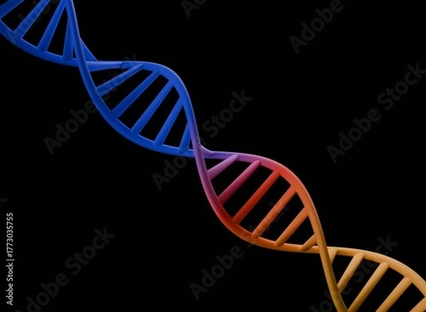 Fototapeta Abstract DNA Strand colorful 3d render / Genetic Code Structure / DNA Helix
