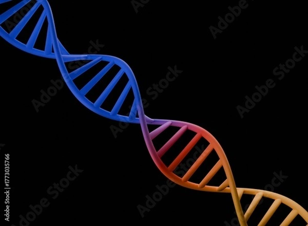 Obraz Abstract DNA Strand colorful 3d render / Genetic Code Structure / DNA Helix