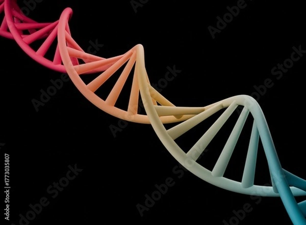 Obraz Abstract DNA Strand colorful 3d render / Genetic Code Structure / DNA Helix
