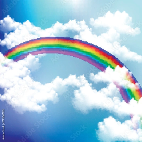 Fototapeta Rainbow in the summer sky, vector art illustration.