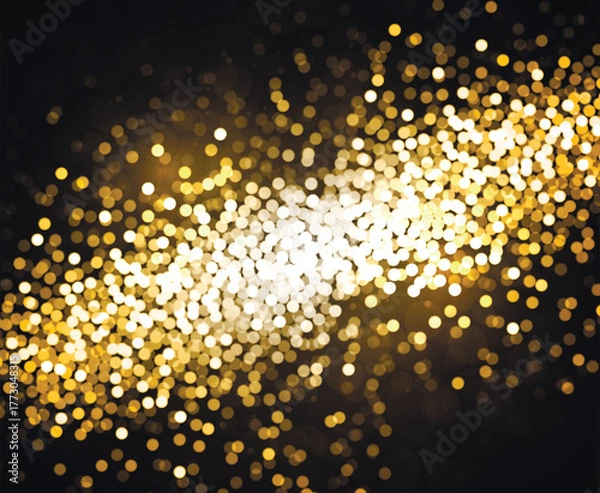 Fototapeta Golden background with bokeh, vector art illustration.