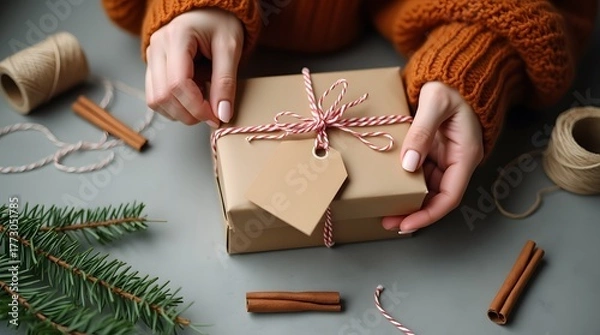 Fototapeta hand with a gift box