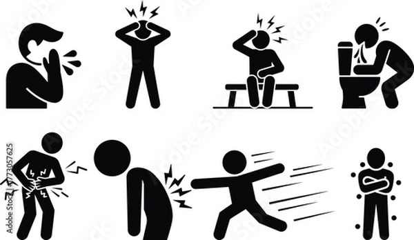 Fototapeta Symptom icons of sickness and illness