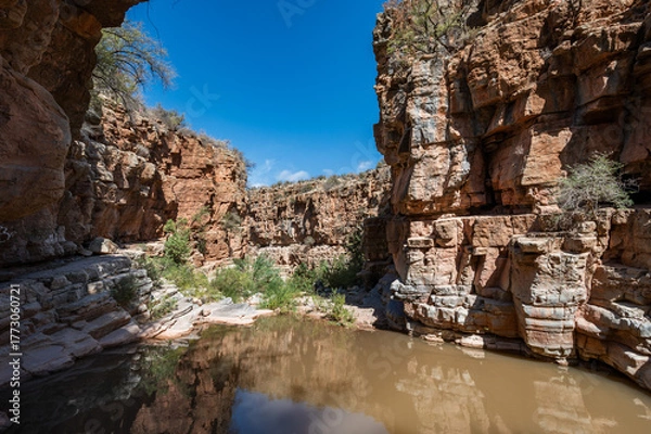 Obraz Beautiful Paradise Valley with a section of the Agadir River valley in the Moroccan High Atlas mountains.