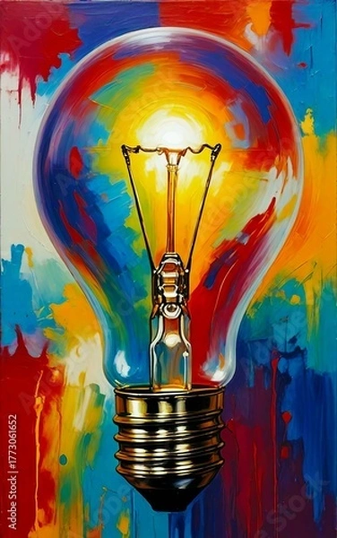 Obraz light bulb on blue sky background