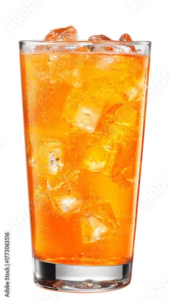 Fototapeta glass with fanta isolated on transparent background. Non-Alcoholic drink, soft drinks, design element for restaurant or bar. Design element for menu.