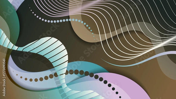 Obraz Abstract art background with overlapping smooth shapes and stripes. A great background for social media pages, posters, presentations, outdoor advertising, and other projects.