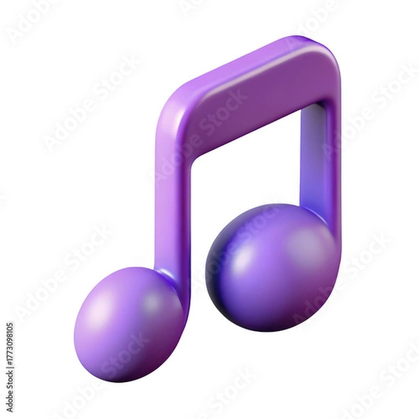 Fototapeta 3d rendered purple music note icon for digital audio and melody concepts