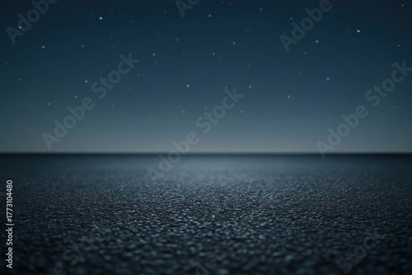 Fototapeta Dark asphalt foreground with moody night sky and subtle stars for product showcase