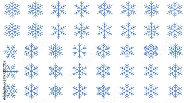 Fototapeta Discover stunningly intricate blue snowflake designs, perfect for adding a touch of winter magic and elegant frosty charm to your festive holiday projects and cool seasonal branding.