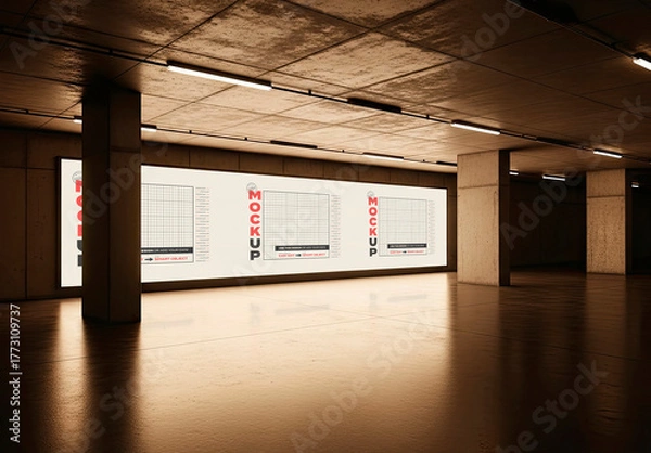 Obraz Wide Horizontal Light Billboard Brutalism Underground Mockup
