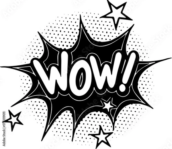 Fototapeta WOW speech bubble. Vector cartoon with text "wow". Illustration isolated on white background.