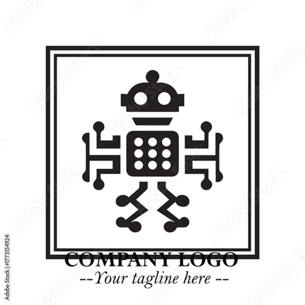 Obraz Circuit Robot Logo Symbol in Black on the White Background with Futuristic Tech Design
