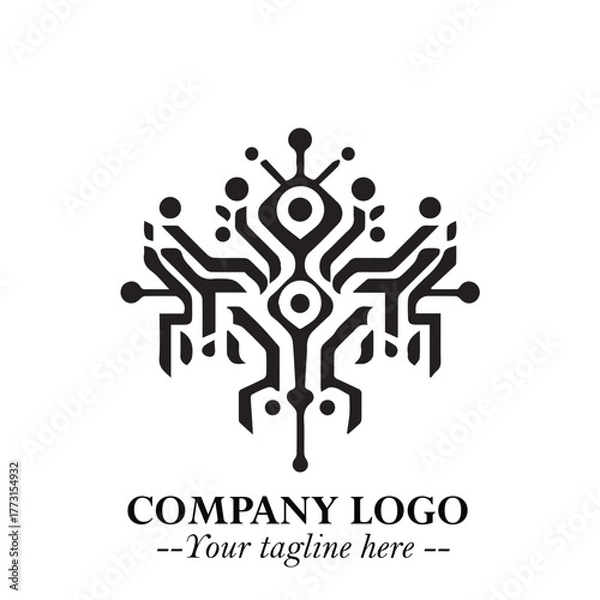 Obraz Circuit Robot Logo Symbol in Black on the White Background with Futuristic Tech Design
