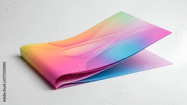 Obraz Softly lit, colorful, abstract booklet with flowing lines and a smooth gradient against white backdrop