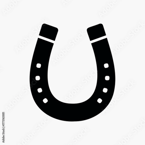Obraz Vintage horseshoe silhouette isolated on white background. Horseshoe icon vector illustration.