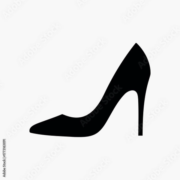 Obraz High heel shoes silhouette, female high heels shoes icon, shoe high heel silhouette vector, woman high heel icon isolated vector.