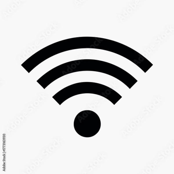 Obraz Simple vector icon wifi. Wifi wireless internet signal flat icon for apps. Sign for connect of network. Bar of satellites for mobile, radio, computer. Wi-fi signal.
