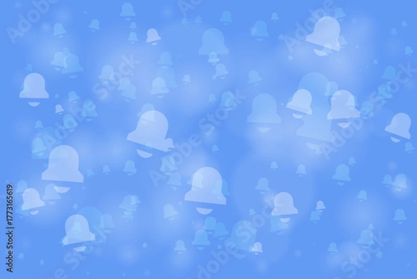 Fototapeta Abstract background with numerous translucent bell icons floating on a soft blue gradient, representing digital notifications and alerts.