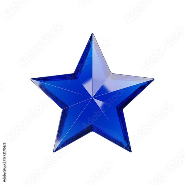 Fototapeta A captivating blue star symbolizing dreams and aspirations shining brightly against the dark on transparent background