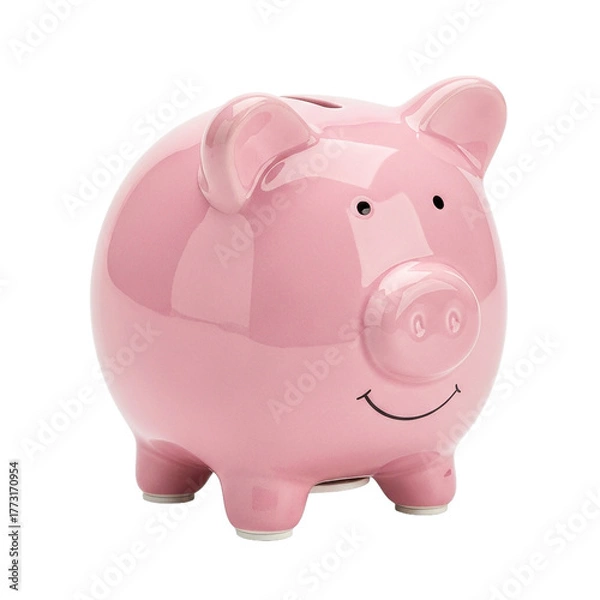 Fototapeta A cheerful pink piggy bank beckons savings for future dreams a symbol of financial hope and on transparent background