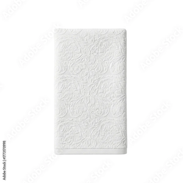 Fototapeta A pristine white towel with an intricate floral design evokes luxury and freshness promising a on transparent background
