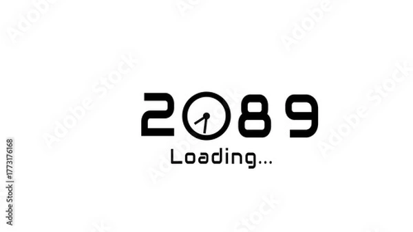 Fototapeta New year illustration with clock icon. Time management New year concept.