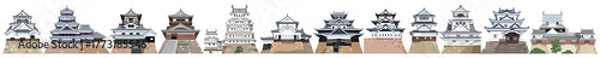 Obraz 日本の城　現存木造天守閣横並び