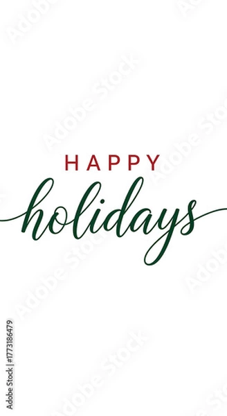 Obraz Elegant calligraphy with the words happy holidays in red and green on a white background, perfect for seasonal greetings and festive designs