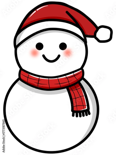 Fototapeta  snowman with santa claus hat