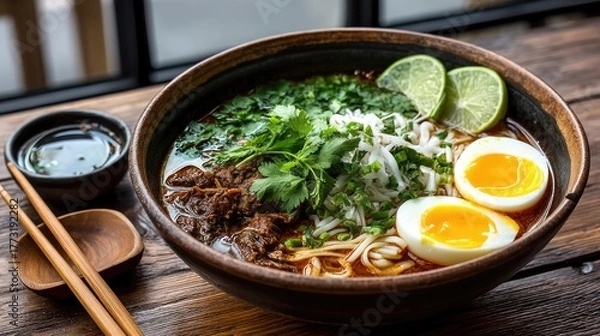 Obraz thai noodle soup with shrimp