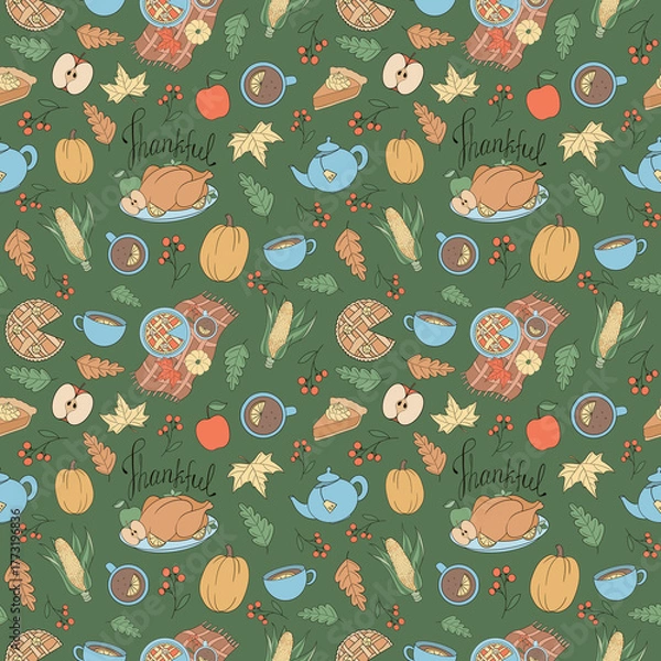 Fototapeta Thanksgiving seamless pattern