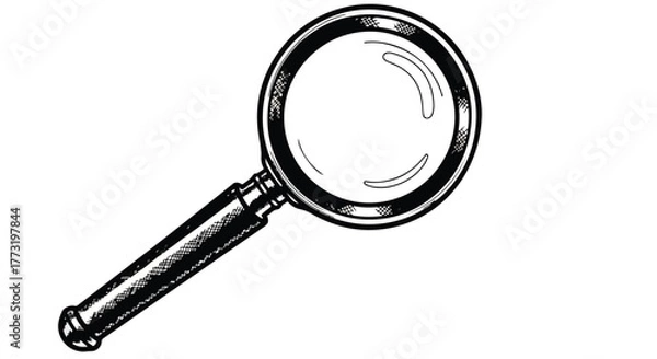 Fototapeta Magnifying glass minimal vector line art illustration.
