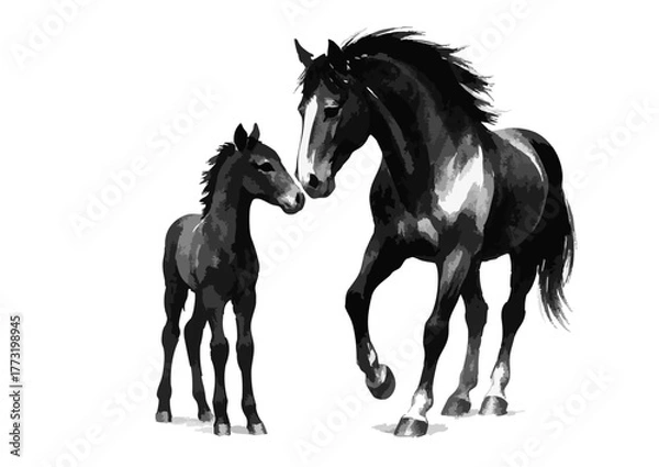 Obraz 馬のシルエット年賀状素材セット