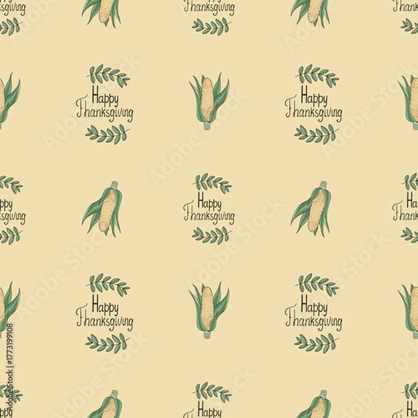 Fototapeta Happy Thanksgiving seamless pattern