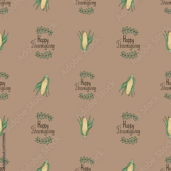 Fototapeta Happy Thanksgiving seamless pattern