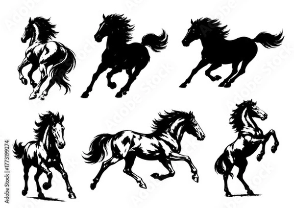 Fototapeta 馬のシルエット年賀状素材セット