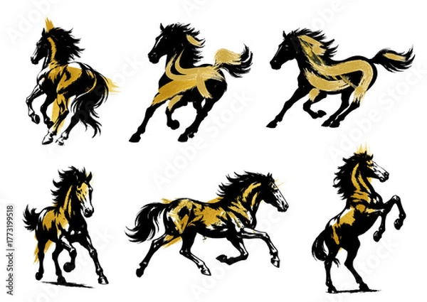 Obraz 馬のシルエット年賀状素材セット