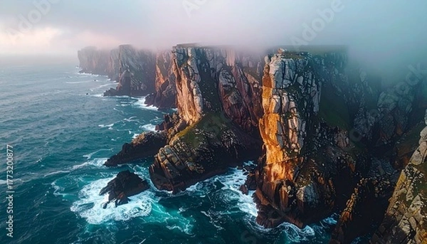 Fototapeta Foggy Coastal Cliffs