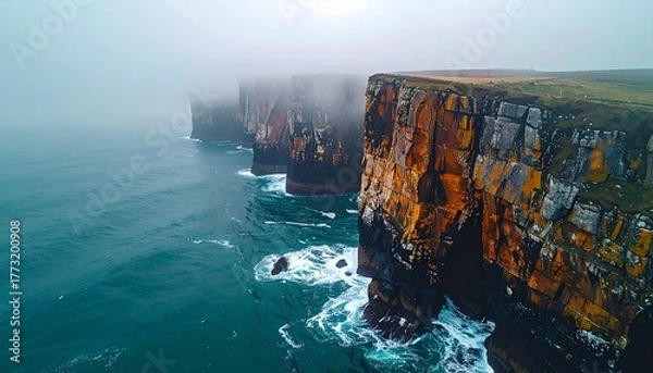 Fototapeta Foggy Coastal Cliffs