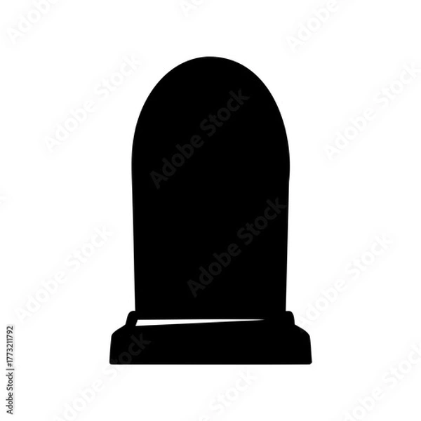 Fototapeta Isolated dark black gravestone on a white background signifying death and loss
