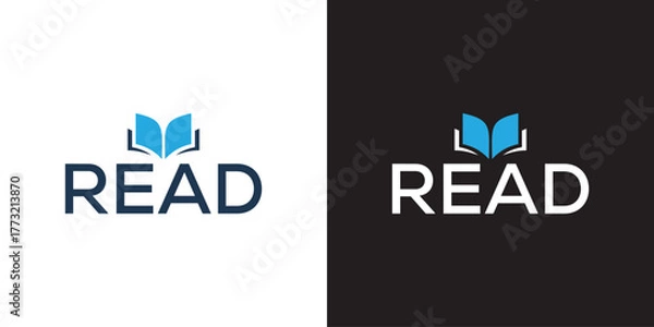 Obraz reading book logo logo design lettering read logo
