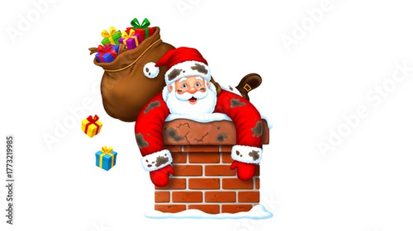Fototapeta santa claus with gifts image on transparent background