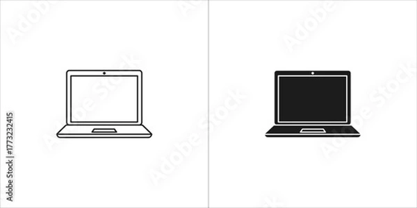 Fototapeta Laptop computer, line art and silhouette