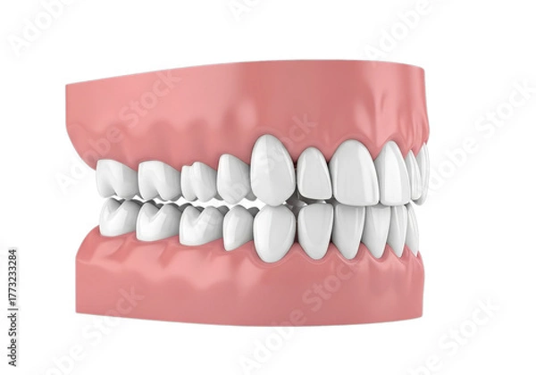 Fototapeta Realistic dental model showing upper and lower jaw teeth alignment and occlusion details